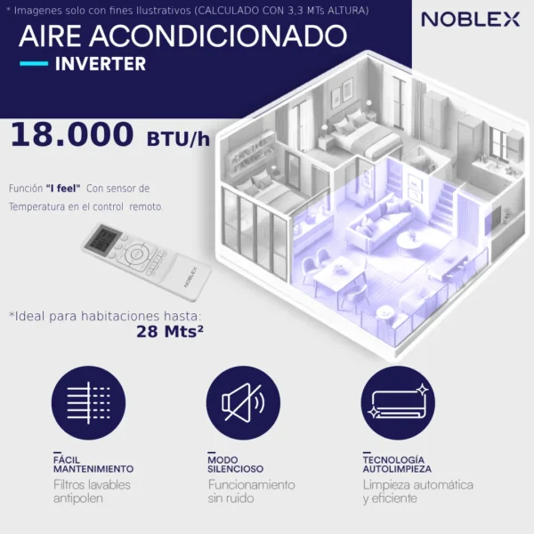 NOBLEX Inverter 18.000 BTU (Frio-calor) + Instalación! - Imagen 3
